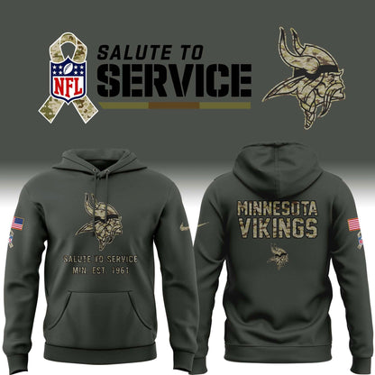 Special 2025 Salute To Service Minnesota Vikings Combo Hoodie