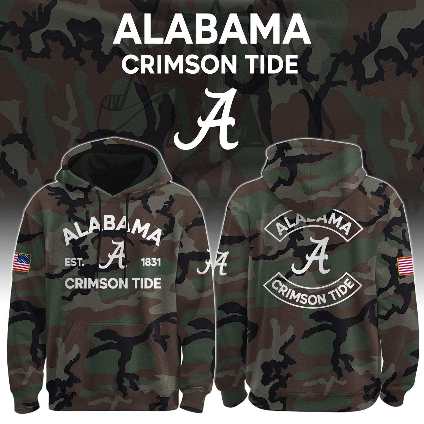 Alabama Crimson Tide Camo Hoodie – Limited Drop, Going Fast!