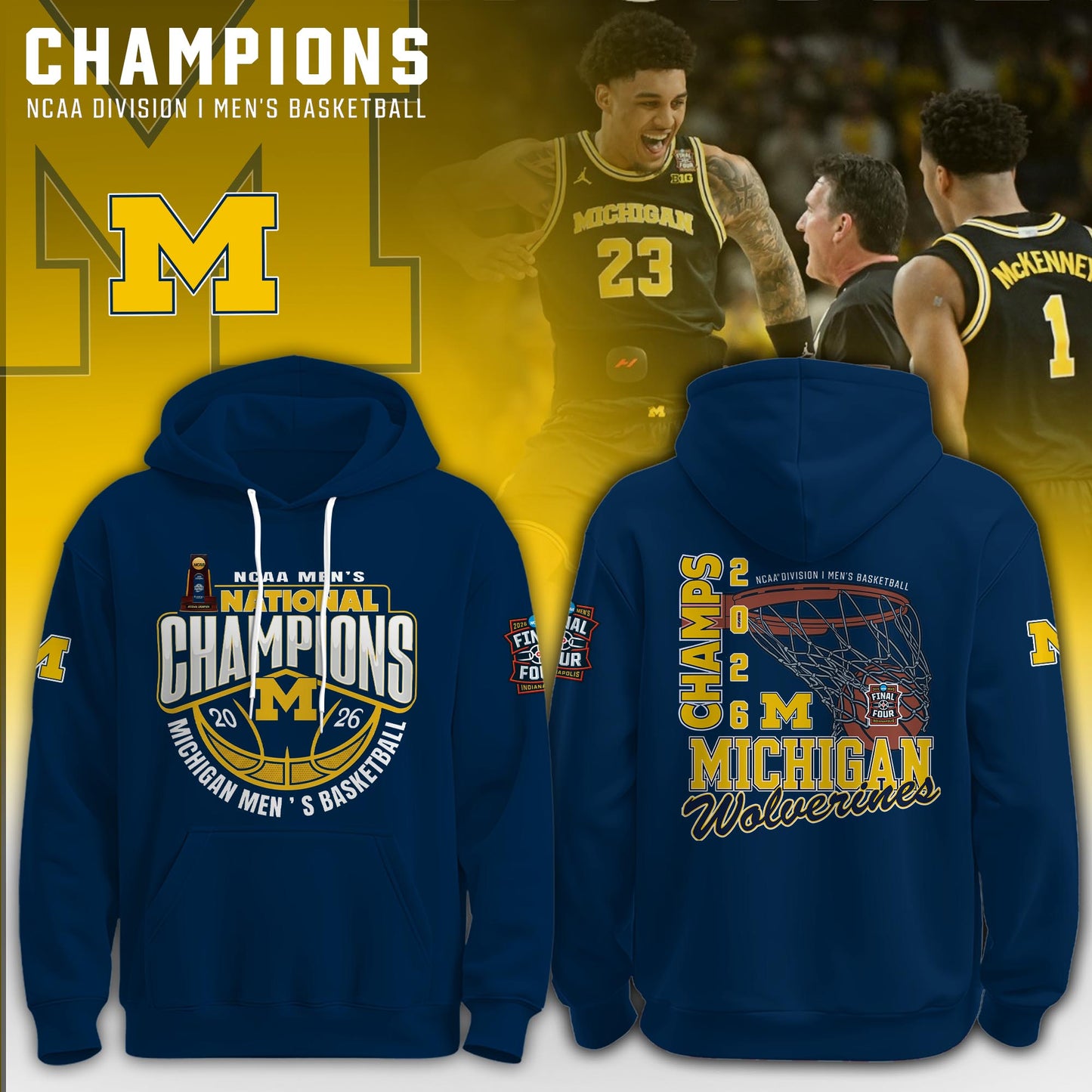 NCAA Basketball x Michigan Champions 2026 Limited Edition Hoodie