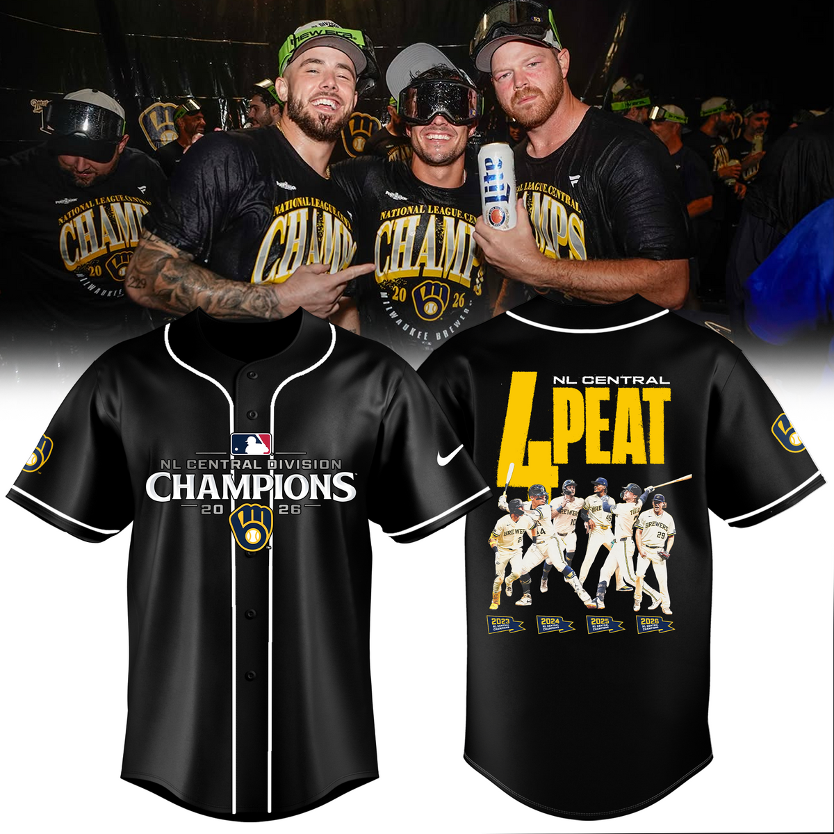 Limited Edition Milwaukee Brewers 2026 NL Central Division Champions Jersey