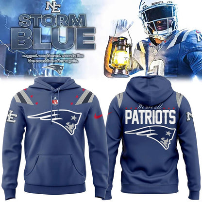 New England Patriots 2025 Rivalries Nor’Easter Storm Blue Hoodie
