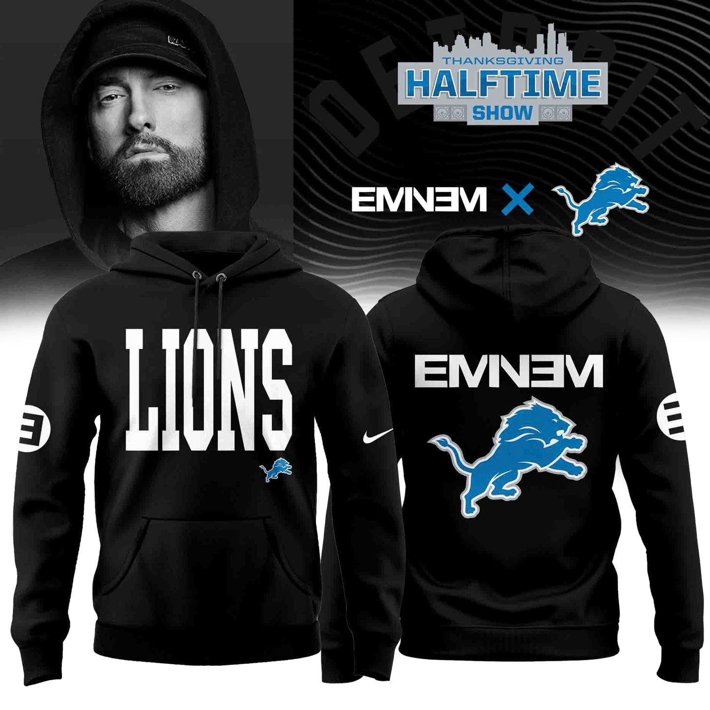 Eminem x Detroit Lions “Thanksgiving Halftime Show” Limited Edition Hoodie