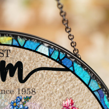 Custom Grandma's Garden Stained Glass Suncatcher, Birth Month Flower Window Hanging, Mothers Day Gift, Nana gift, Gift for Grandma