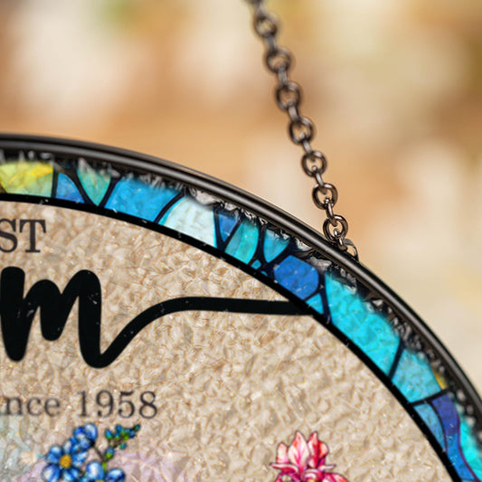 Custom Grandma's Garden Stained Glass Suncatcher, Birth Month Flower Window Hanging, Mothers Day Gift, Nana gift, Gift for Grandma