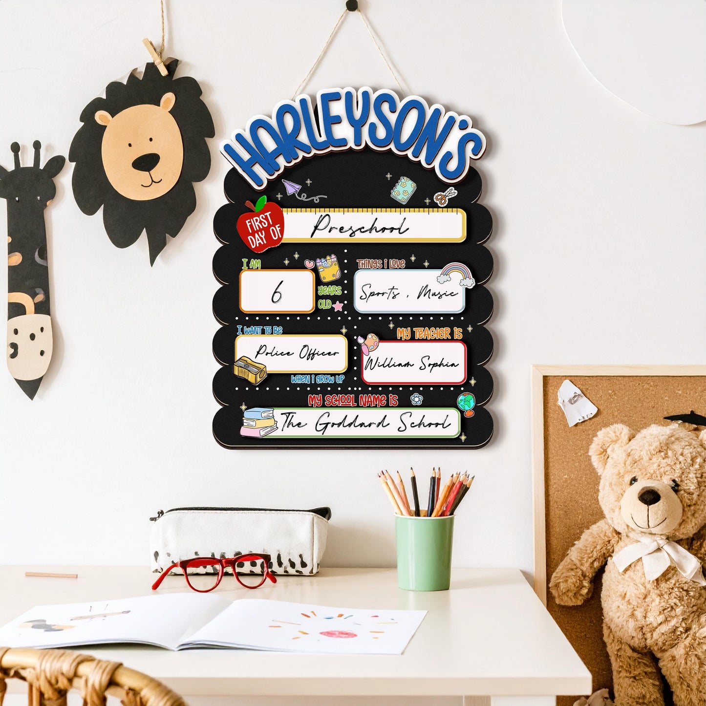 Custom First And Last Day School Sign,Back to School Sign,Preschool,Kindergarten 1st Day of School,Interchangable First Day Of School Board
