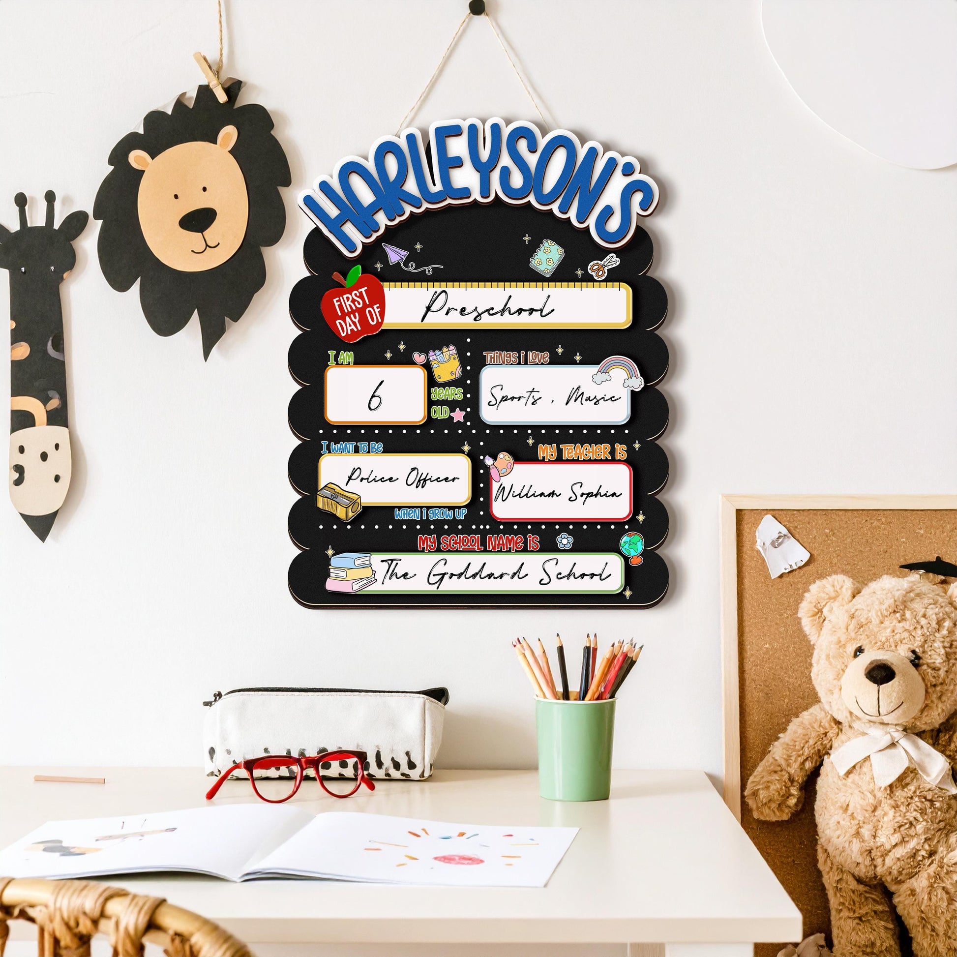 Custom First And Last Day School Sign,Back to School Sign,Preschool,Kindergarten 1st Day of School,Interchangable First Day Of School Board