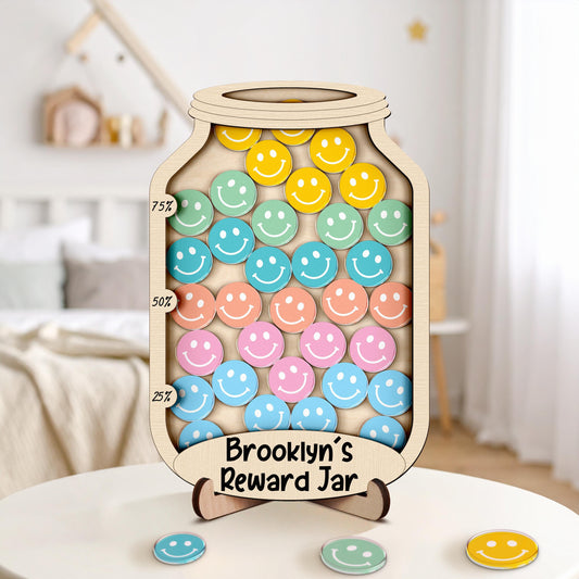 Smiley Face Reward Jar,Magnetic Reward Jar with Token,Classroom Teacher Star Jar,Reward System for Kids Behavior,Gift for Kid,Potty Training