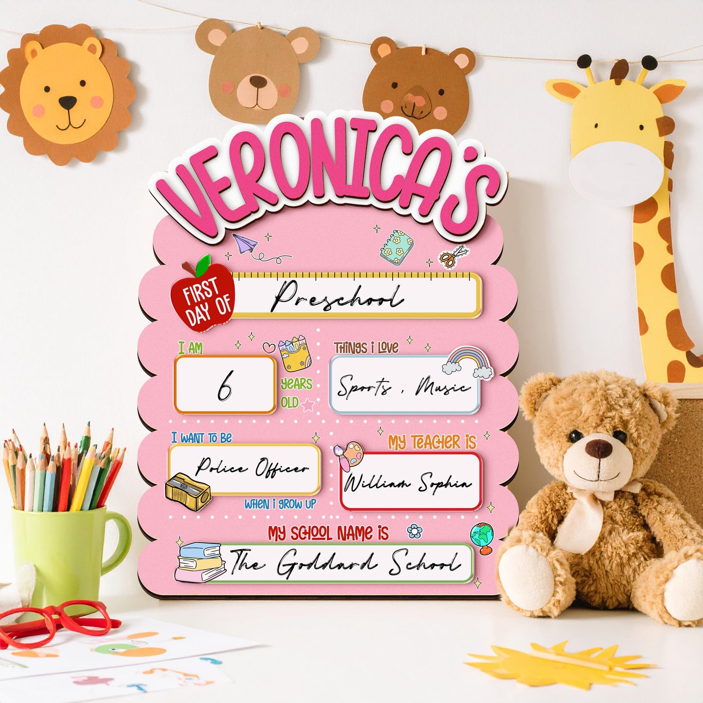 Custom First And Last Day School Sign,Back to School Sign,Preschool,Kindergarten 1st Day of School,Interchangable First Day Of School Board