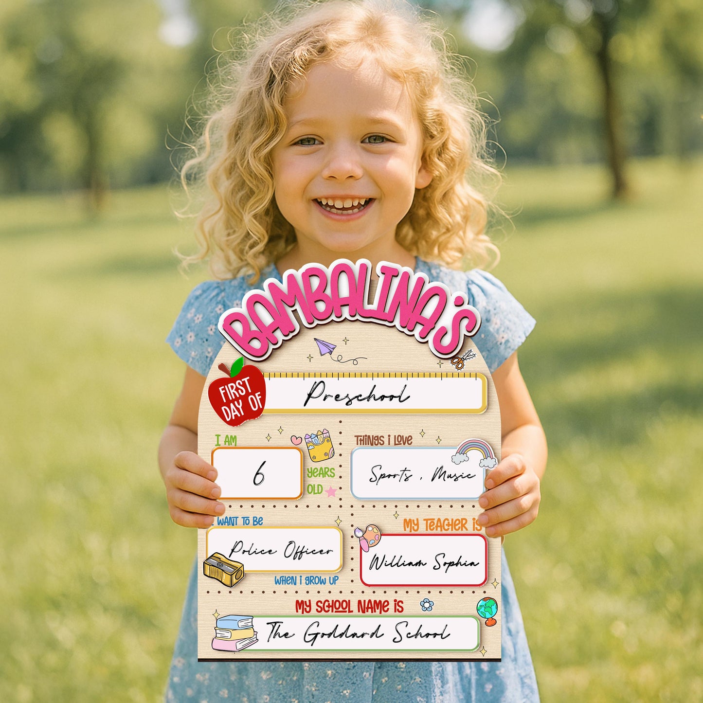 Custom First & Last Day School Sign,Back to School Sign,Kindergarten 1st Day of School Reusable,First Day Wooden School Board,Photo Prop