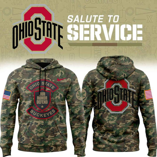 Men's Nike Camo Ohio State Buckeyes 2025 Military Appreciation Club Fleece Pullover Hoodie