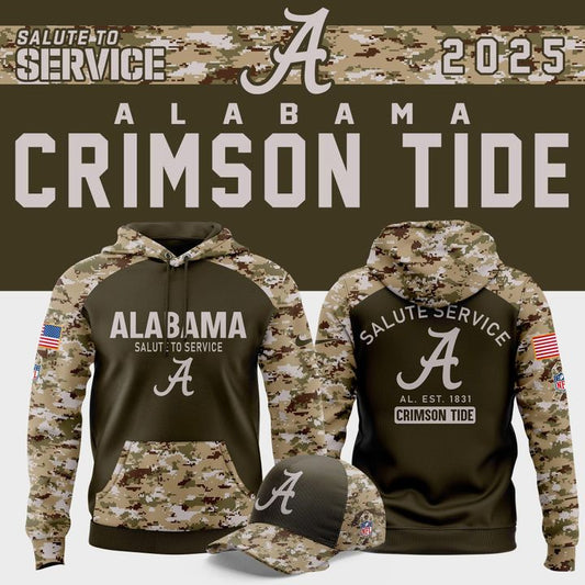 Alabama Crimson Tide Football 2025 Salute To Service Hoodie v2