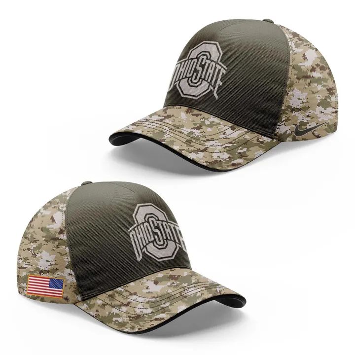 Men's Ohio State Football Olive/camo 2025 Salute To Service Hoodie