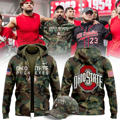 Ohio State Football Military Appreciation Camo Zip Hoodie 2025