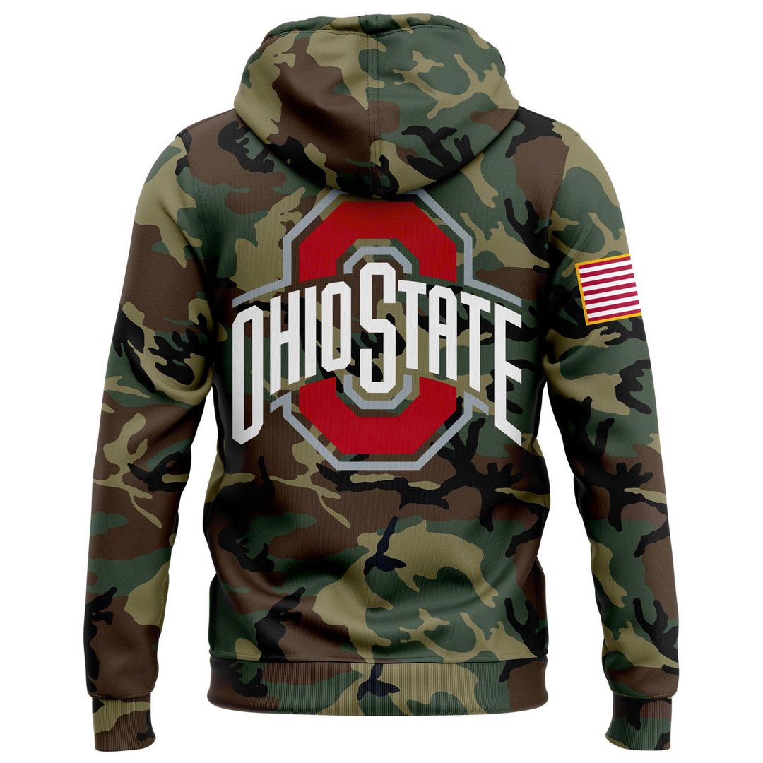 Ohio State Football Military Appreciation Camo Zip Hoodie 2025