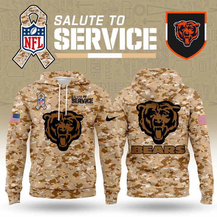 Chicago Bears Brown Salute To Service Club Pullover Hoodie