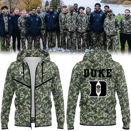 2025 Limited Edition Camo Zip Hoodie Duke Men’s Basketball Military Appreciation
