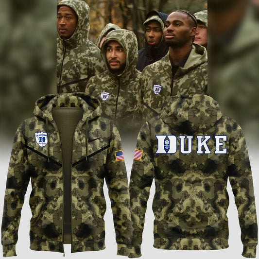 2025 Limited Edition Camo Zip Hoodie Duke Men’s Basketball Military Appreciation
