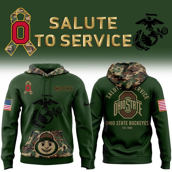 Men's Ohio State Football 2025 Salute to Service Marines 250 Limited Edition Hoodie