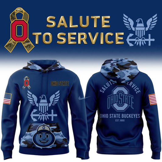 Men's Ohio State Football 2025 Salute to Service Navy 250 Limited Edition Hoodie