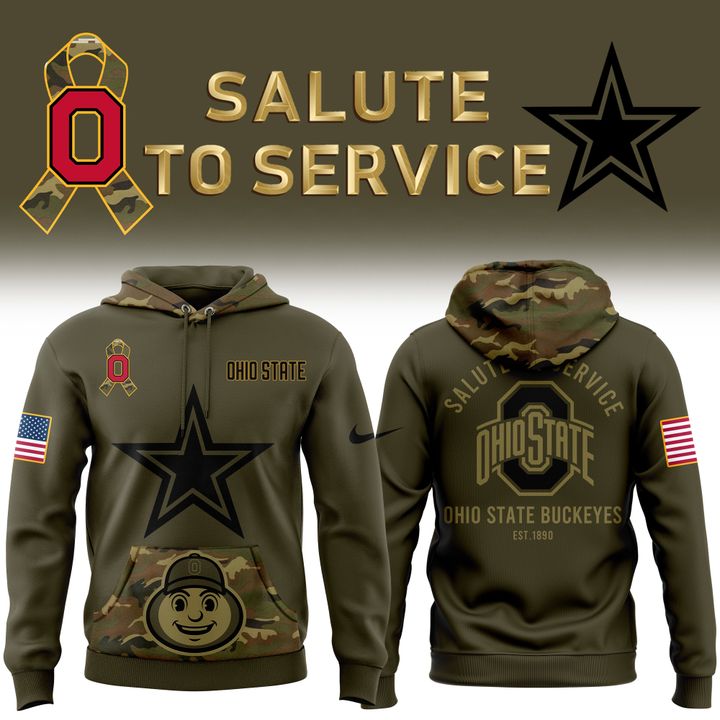 Men's Ohio State Football 2025 Salute to Service Army 250 Limited Edition Hoodie