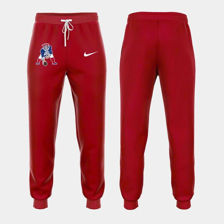 Red New England Patriots Team Authentic Logo Hoodie