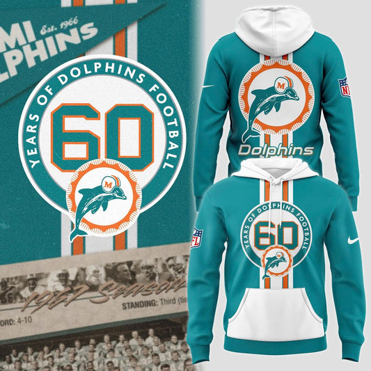 60th Year Dolphins Football Hoodie