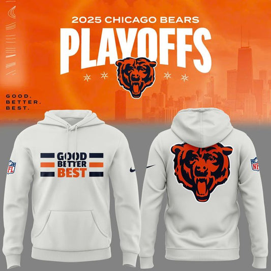 Men's White Chiago Bears Good Better Best Special Hoodie