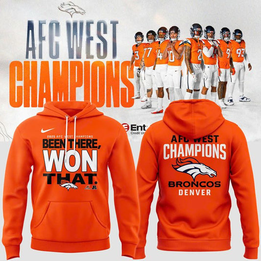 Official Denver Broncos 2025 AFC West Division Champions "Been There Won That" Hoodie - Orange