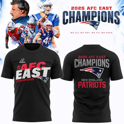 New England Patriots 2025 AFC East Champions T-Shirt Limited Edition