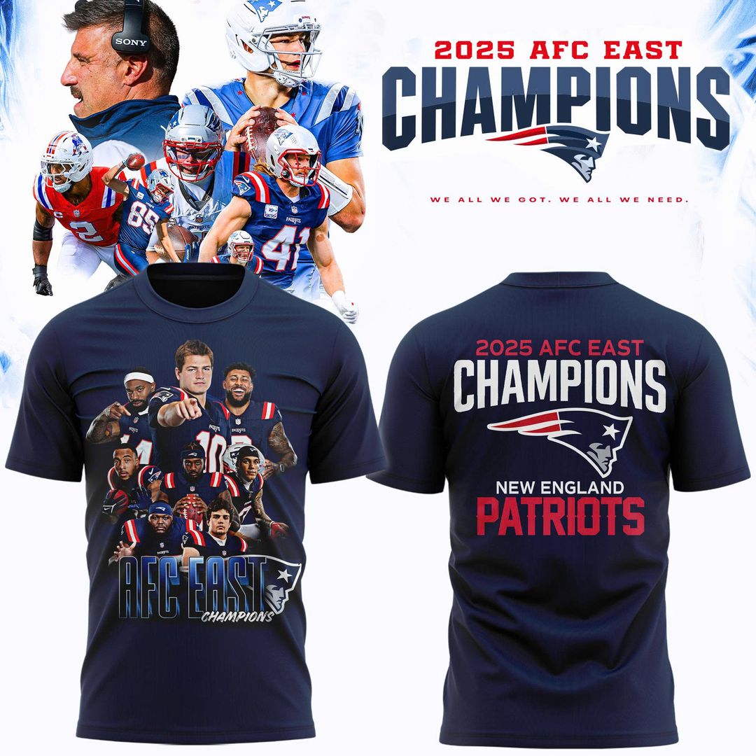New England Patriots 2025 AFC East Champions T-Shirt Limited Edition