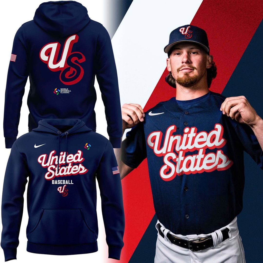 Special 2026 World Baseball Classic USA Baseball Team New Uniform Navy Hoodie