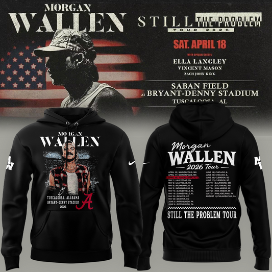 Limited edition Morgan Wallen x Alabama Football "Still The Problem Tour 2026" Bryant–Denny Stadium Hoodie for fans!