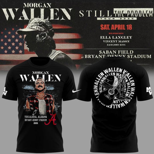 Exclusive Morgan Wallen x Alabama Football "Still The Problem Tour 2026" Bryant–Denny Stadium T-Shirt for fans!