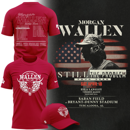 Limited edition Morgan Wallen x Alabama Football T-Shirt "Still The Problem Tour 2026"