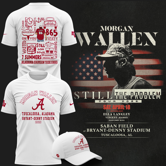 Exclusive Morgan Wallen x Alabama Football T-Shirt "Still The Problem Tour 2026" Bryant–Denny Stadium