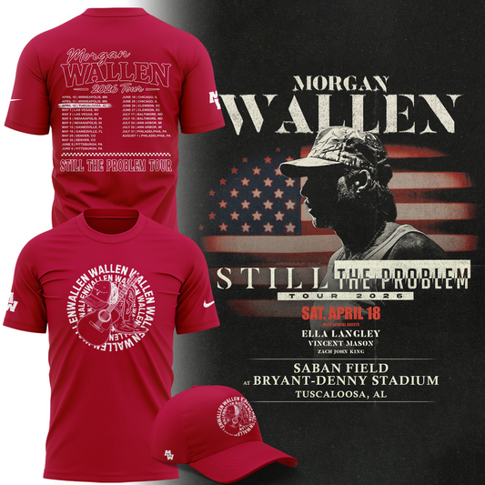 Limited edition Morgan Wallen x Alabama Football T-Shirt "Still The Problem Tour 2026" for fans!