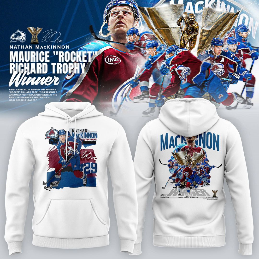 Nathan MacKinnon Colorado Avalanche NHL fresh ice Hoodie - White