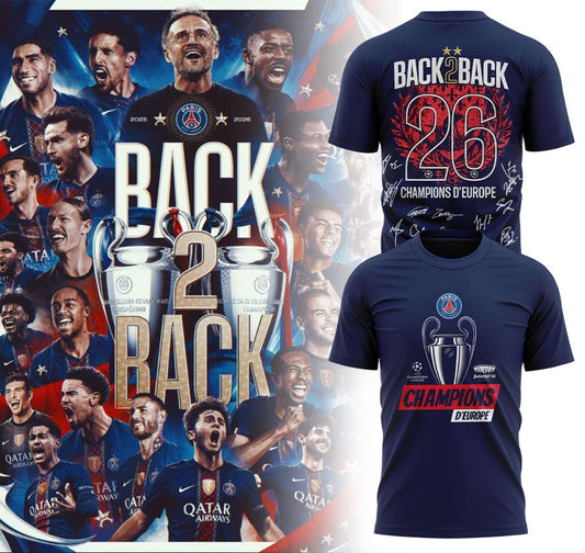 PSG 2026 Back To Back Champions Of Europe Limited T-Shirt