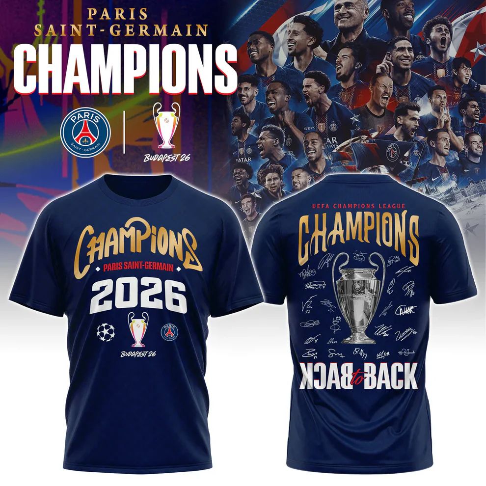 PSG 2026 Back To Back Champions Of Europe Limited T-Shirt