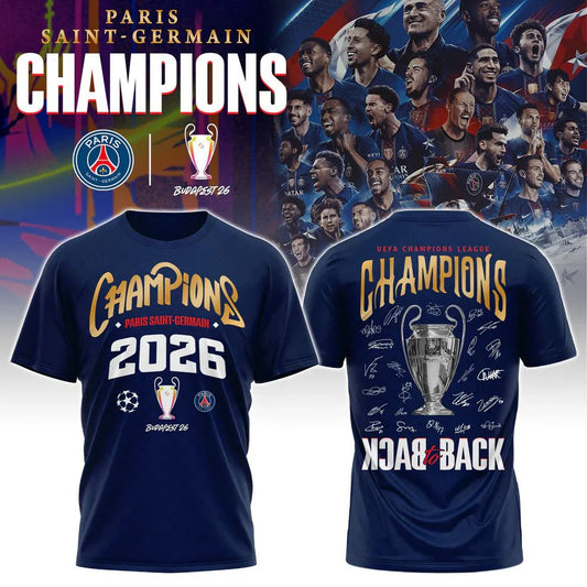 PSG 2026 Back To Back Champions Of Europe Limited T-Shirt