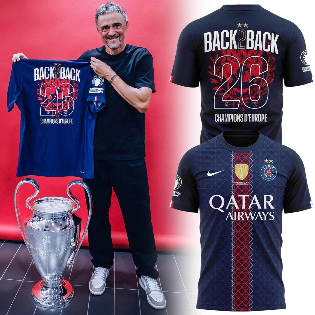 PSG 2026 Back To Back Champions Of Europe Limited T-Shirt