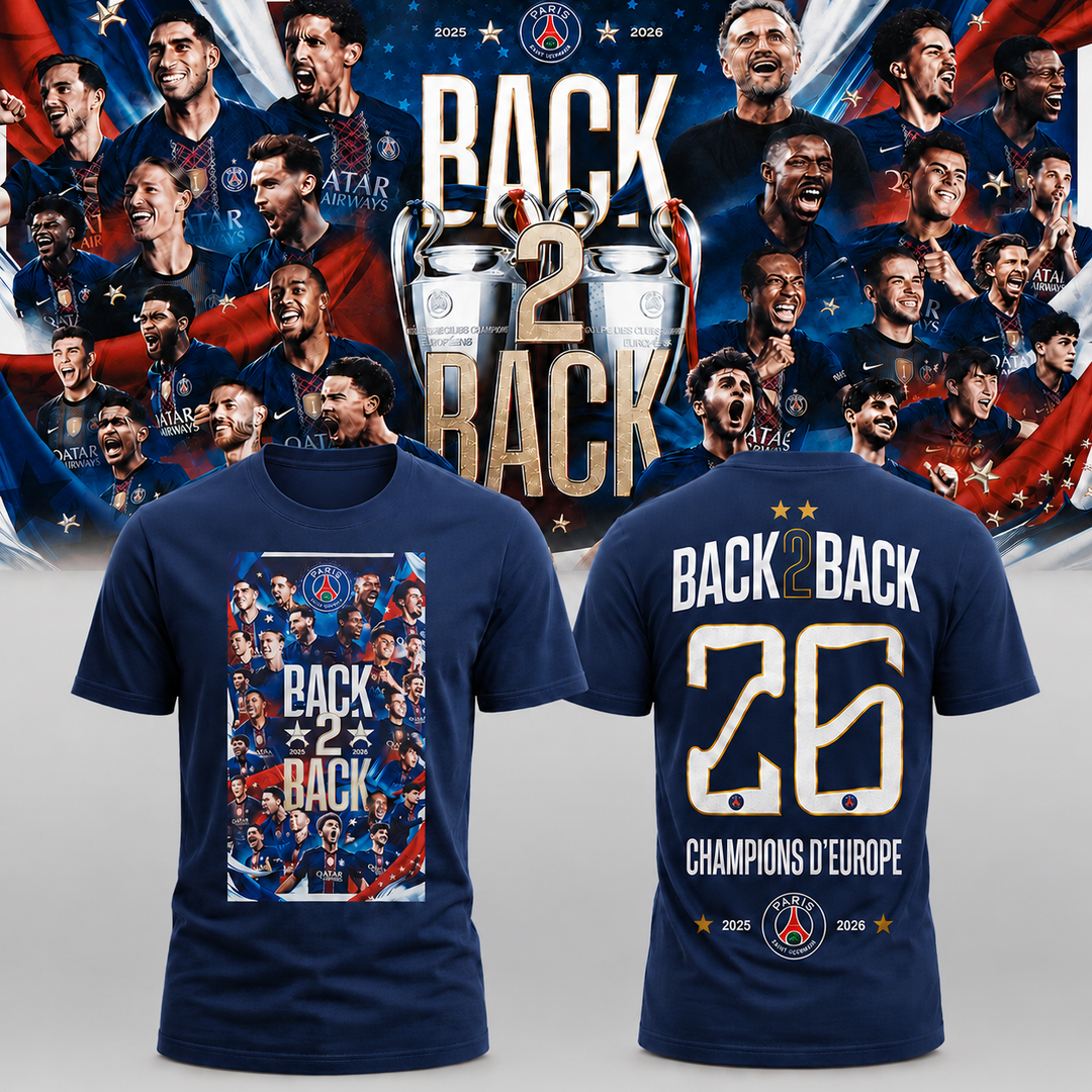 PSG 2026 Back To Back Champions Of Europe Limited T-Shirt
