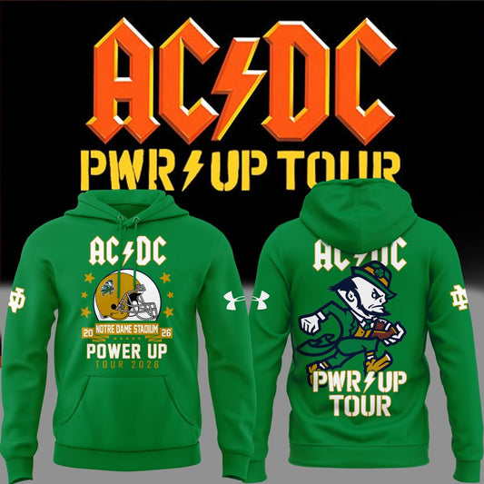 Limited Hoodie Power Up Tour 2026 - AC/DC x Notre Dame Football Hoodie