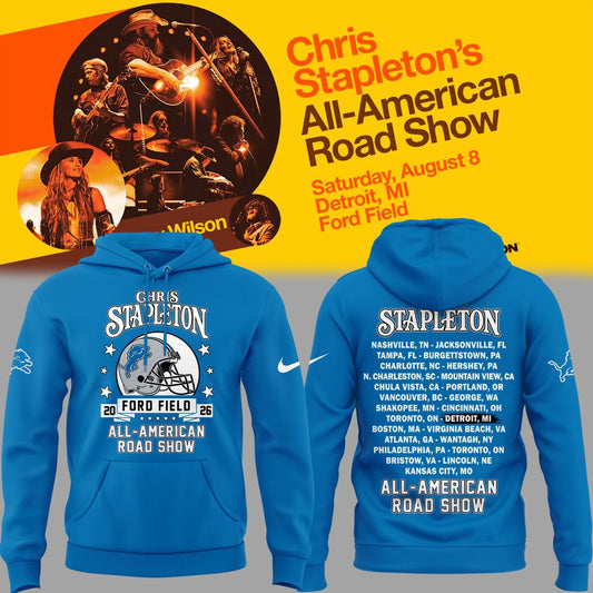 New Blue Hoodie Chris Stapleton x Detroit Lions - All American Road Show Hoodie