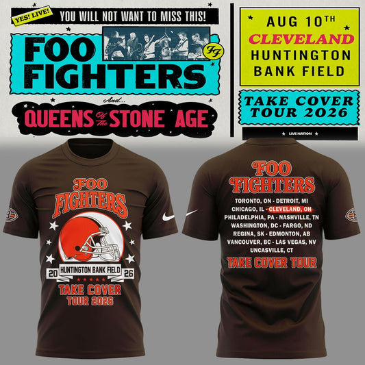 Newest Shirt Foo Fighters x Cleveland Browns - Take Cover Tour 2026 T-Shirt