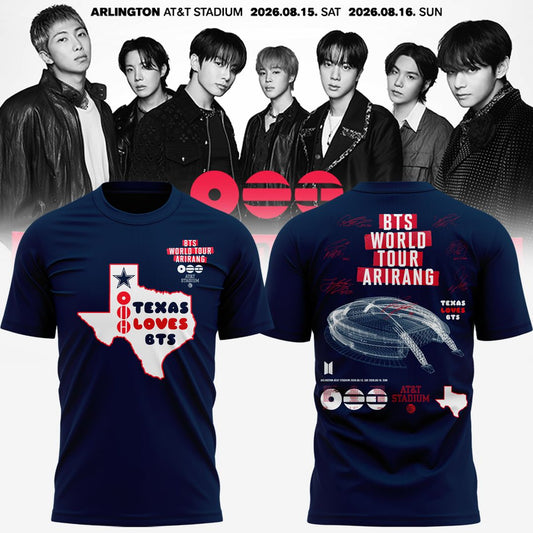 Texas Loves BTS | Dallas Cowboys x BTS WORLD TOUR 'ARIRANG' AT&T Stadium Tshirt