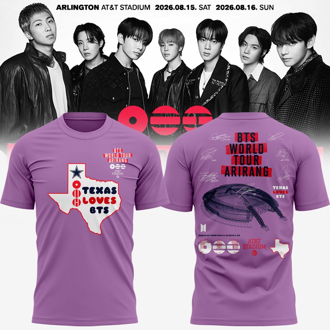 Texas Loves BTS | Dallas Cowboys x BTS WORLD TOUR 'ARIRANG' AT&T Stadium Tshirt