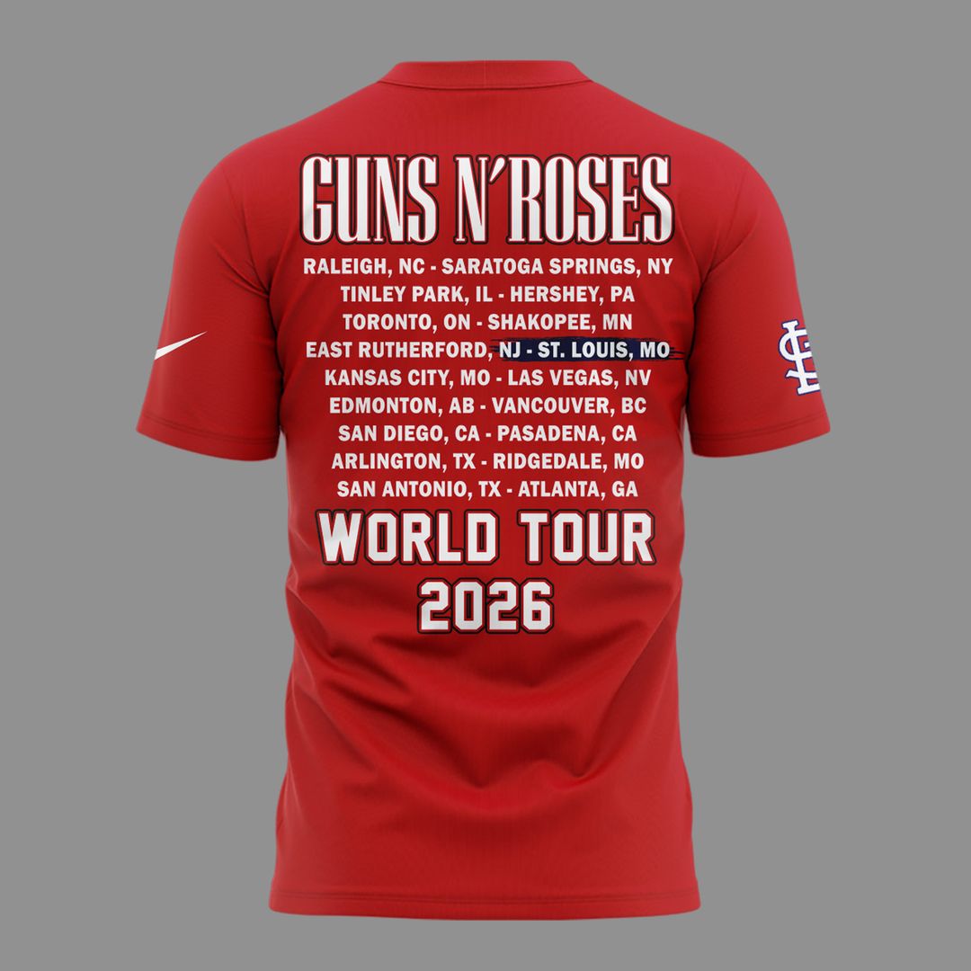 Limited Edition Guns N' Roses x St. Louis Cardinals - World Tour 2026 T-Shirt