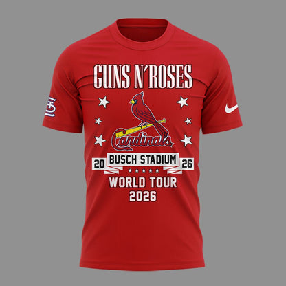 Limited Edition Guns N' Roses x St. Louis Cardinals - World Tour 2026 T-Shirt