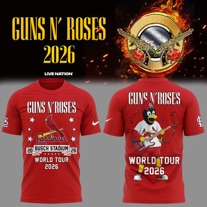 Limited Edition Guns N' Roses x St. Louis Cardinals - World Tour 2026 T-Shirt